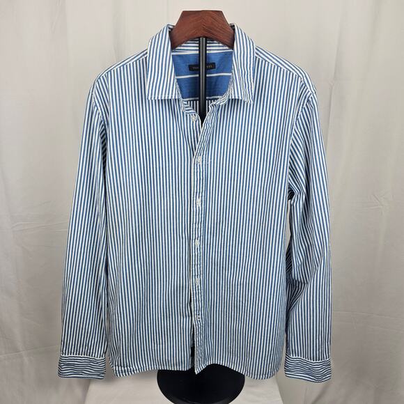 Vince Camuto Blue White Stripe Button Down Shirt XL Cotton Blend - Picture 1 of 5